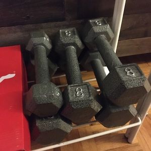 2 sets of 10-8-5 lbs dumbbells